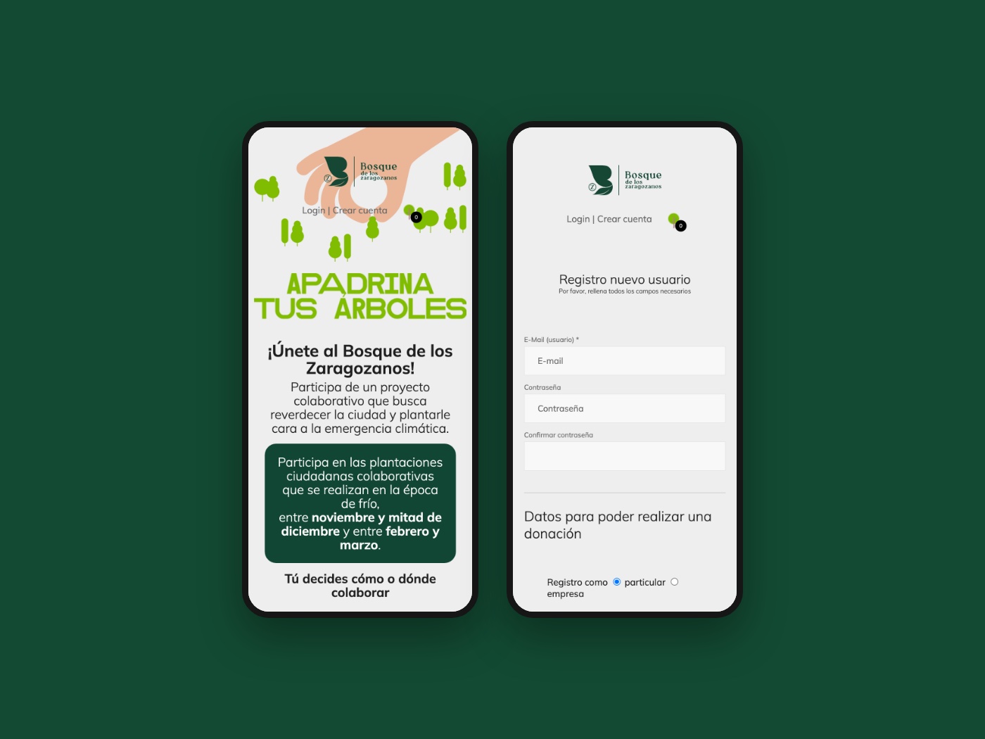 La web del Bosque de los Zaragozanos en el móvil