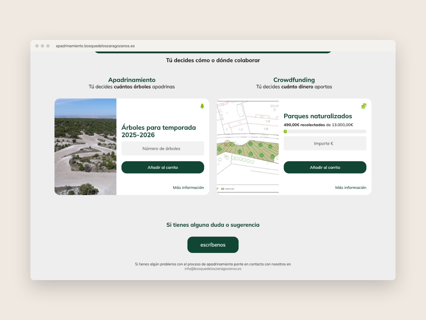 Apadrinamiento de árboles y crowdfunding en la web