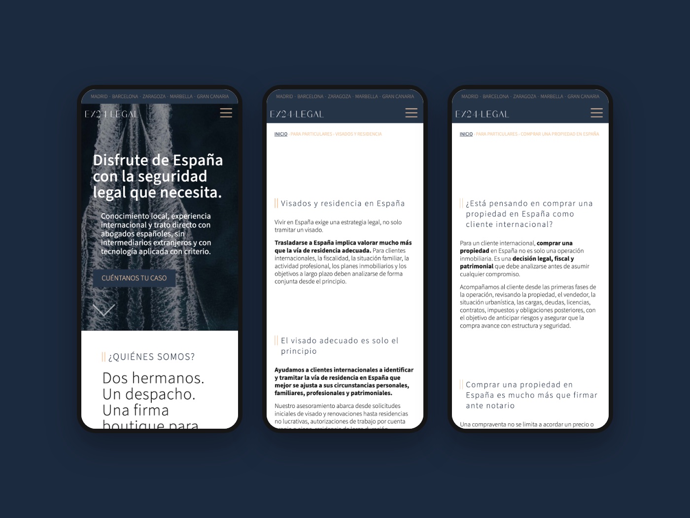 La web de EX24 Legal en el móvil