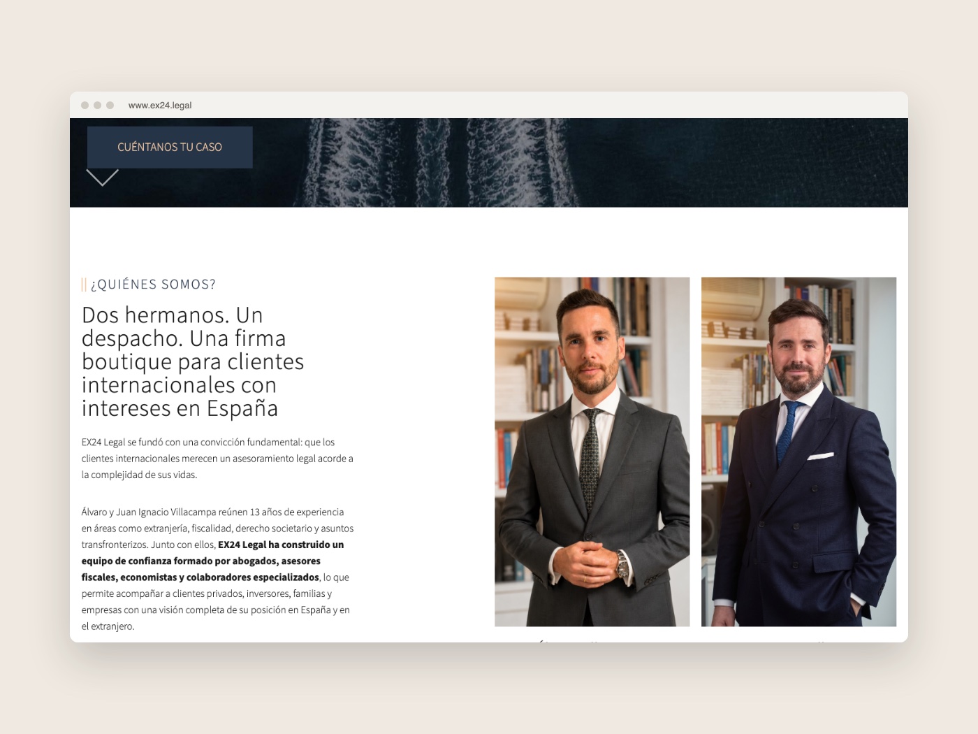 Presentación del despacho y de sus socios en la web de EX24 Legal