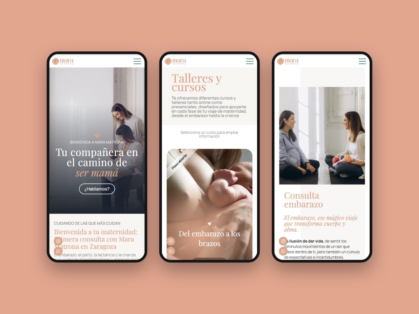 La web de Mara Matrona en el móvil