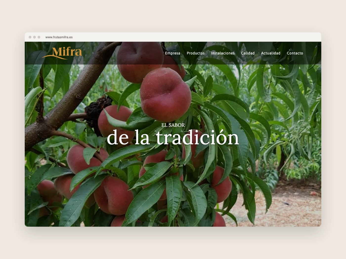 Portada de la web de Frutas Mifra