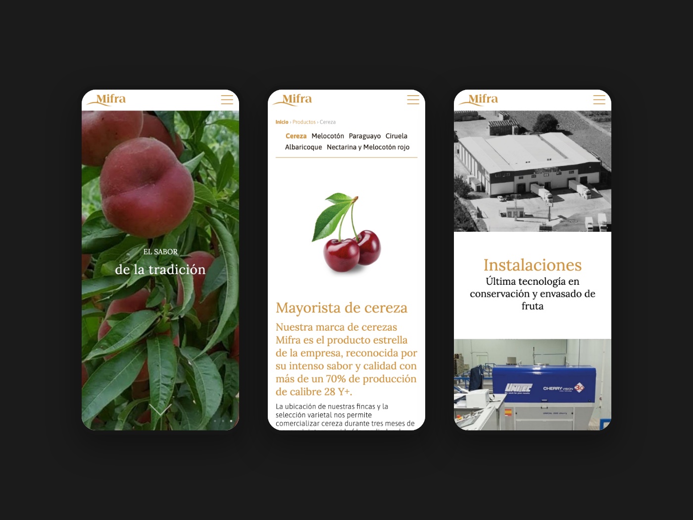 La web de Frutas Mifra en el móvil
