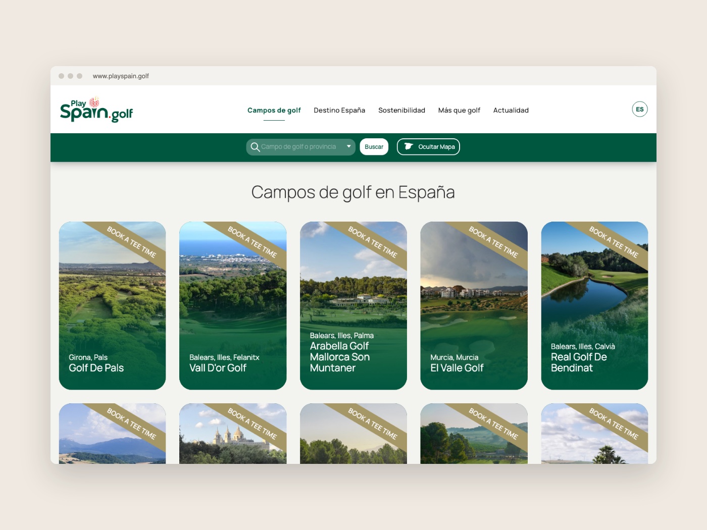 Listado de campos de golf de PlaySpain.Golf